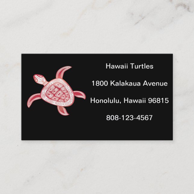 Carte De Visite Tortue de mer verte d'Hawaï (Devant)