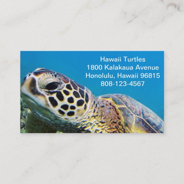 Carte De Visite Tortue de mer verte d'Hawaï (Devant)