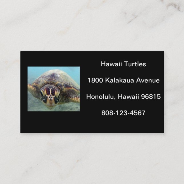 Carte De Visite Tortue Hawaii (Devant)