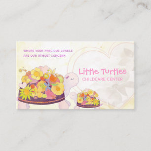 Carte De Visite Tortues à fleurs Garde d'enfants
