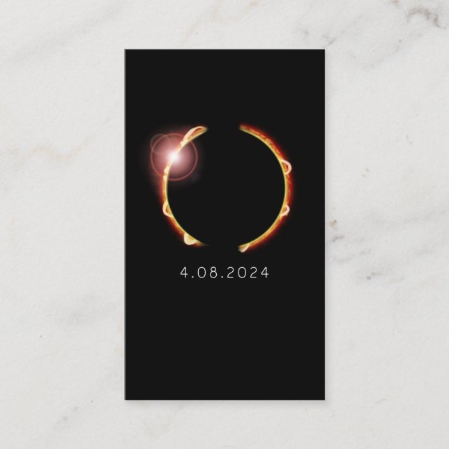 Carte De Visite Total Solaire Eclipse 8 avril 2024 (Devant)