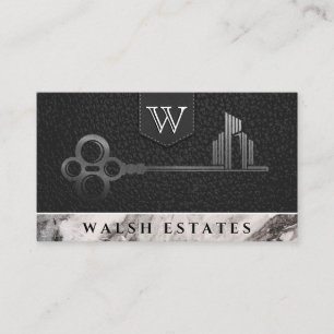 Carte De Visite Touche City Skeleton   Marbre en cuir   Monogramme