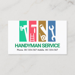 Carte De Visite Touches colorées Handyman Outils Entrepreneur géné