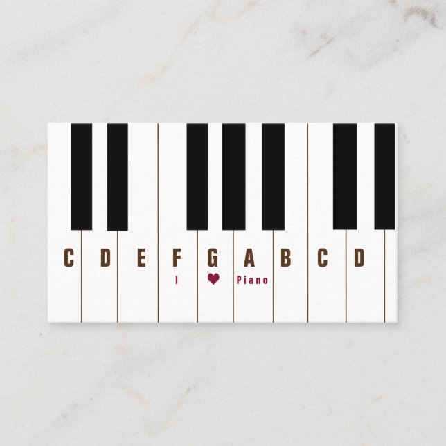 Carte De Visite Touches de piano (Devant)