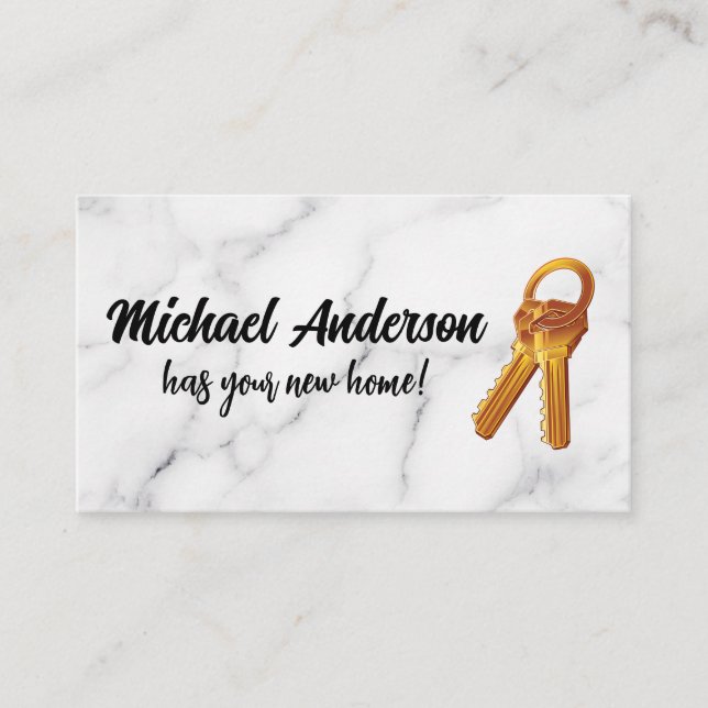 Carte De Visite Touches | Logo en métal immobilier | Marbre (Devant)