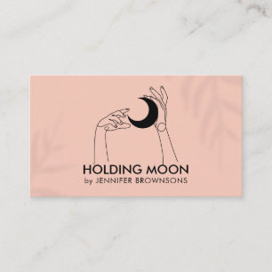 Carte De Visite Toucheuse de lune montante en corail rose Main cro