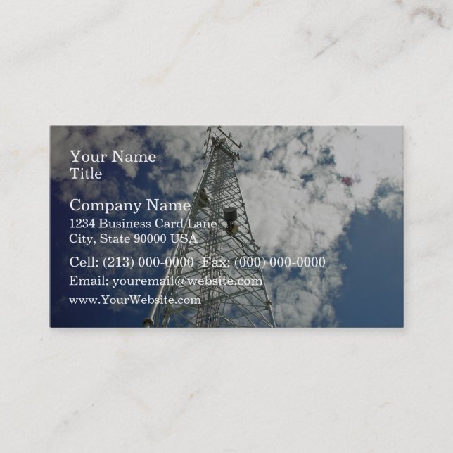 Carte De Visite Tour de communications atteignant pour les nuages (Devant)