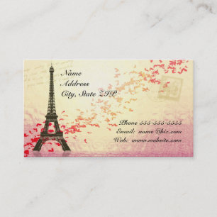Carte De Visite Tour Eiffel avec les coeurs de flottement