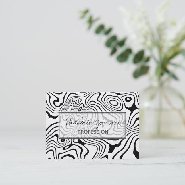 Carte De Visite Tourbillon blanc noir Conception abstraite (Debout devant)