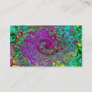 Carte De Visite Tourbillon Liquide Abstrait Violet Groovy Rétro