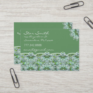 Carte De Visite Tourbillonnant Floral Paisly Sage Vert