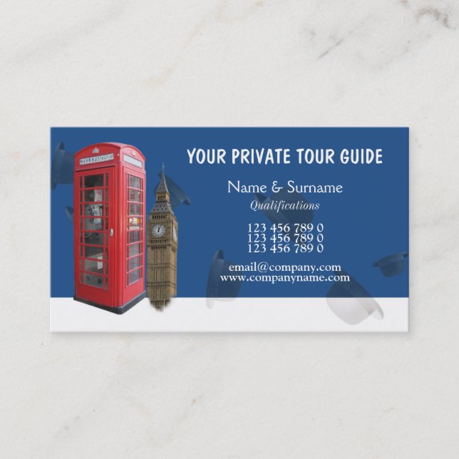 Carte De Visite Tourisme britannique de guide touristique (Devant)