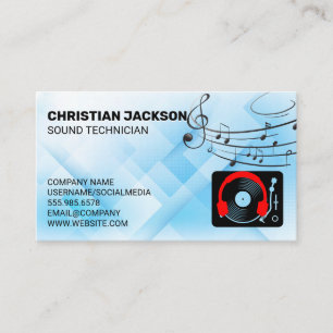 Carte De Visite Tourne-disque casque   Vinyl