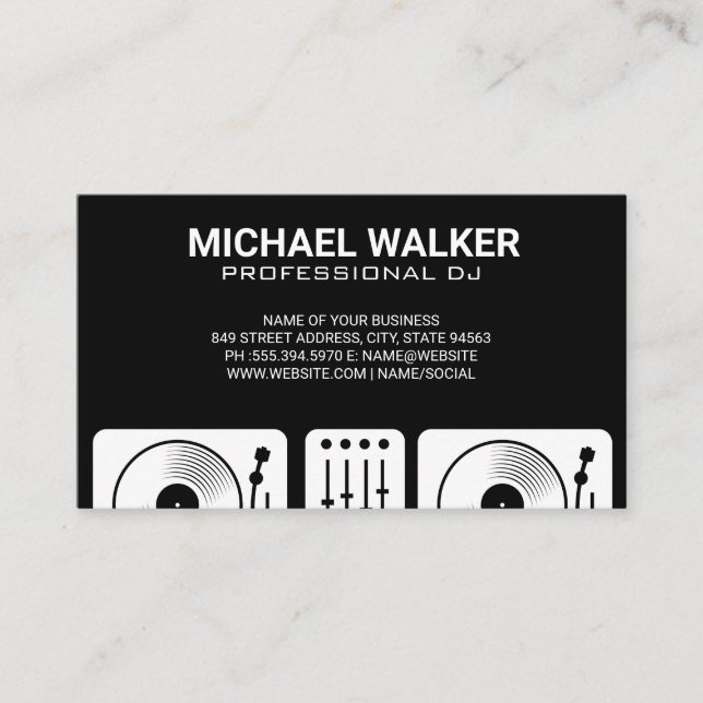 Carte De Visite Tourne-disques | DJ (Devant)