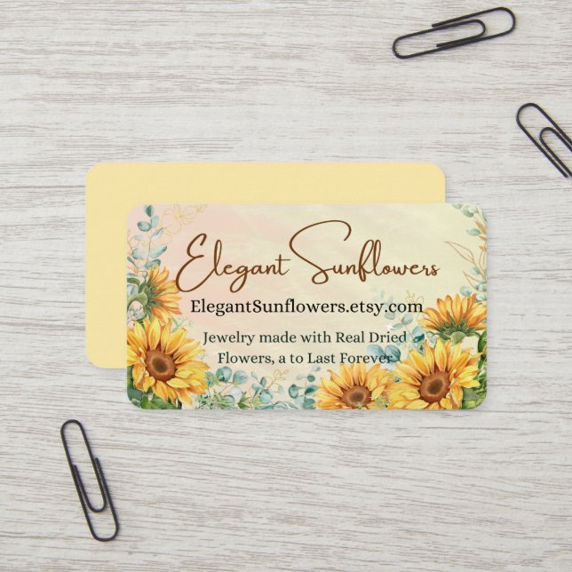 Carte de visite tournesol (Devant/Arrière en situation)