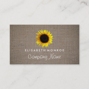 Carte De Visite Tournesol et burlap, fleuriste