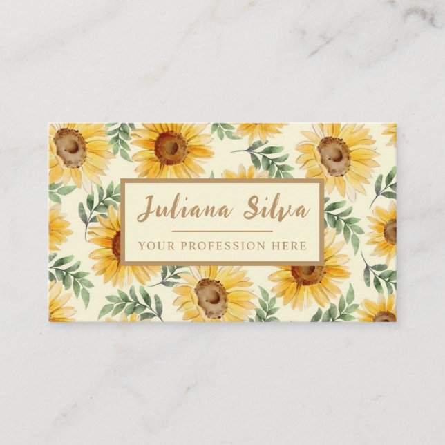 Carte De Visite Tournesol Eucalyptus Floral Botanique (Devant)