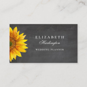 Carte De Visite Tournesol. Fleur rustique. Chalkboard professionne