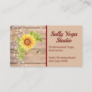 Carte De Visite Tournesol Jaune Rustique Lumineux N'importe quel C