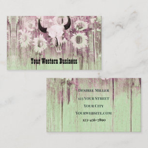 Carte De Visite Tournesol Rustique vert violet occidental Taureau