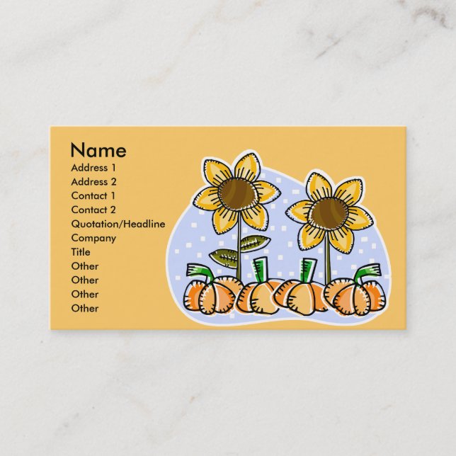 Carte De Visite Tournesols et Citrouilles (Devant)