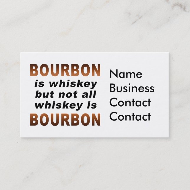 Carte De Visite Tout Le Whiskey N'Est Pas BOURBON ! (Devant)
