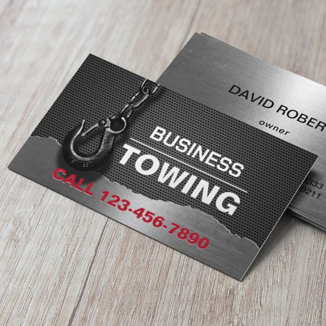 Carte De Visite Towing Company Metal Professional Tow Hook (Créateur téléchargé)