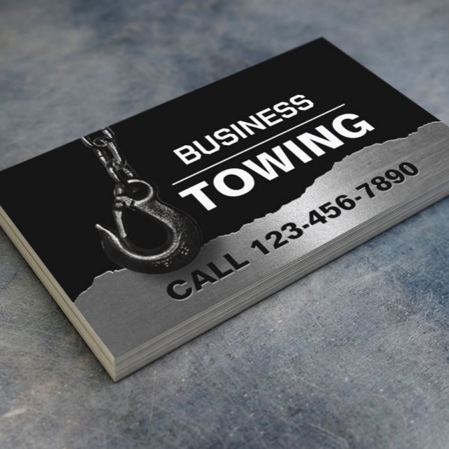 Carte De Visite Towing Company Professional Black Metal Tow Hook (Créateur téléchargé)