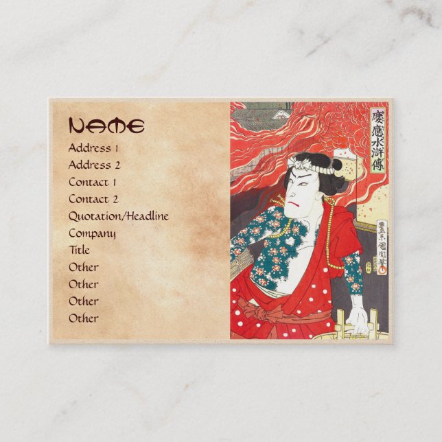 Carte De Visite Toyohara Kunichika : Kabuki - sapeur-pompier (Devant)