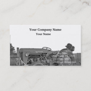 Carte De Visite Tracteur antique en noir et blanc