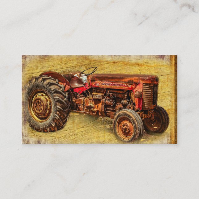 Carte De Visite Tracteur rouge antique (Devant)
