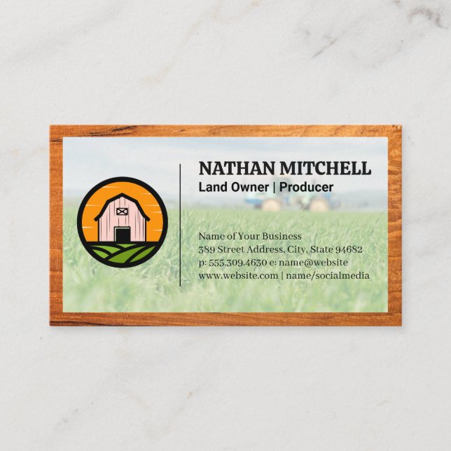 Carte De Visite Tracteur sur ferme | Logo de l'étable (Devant)