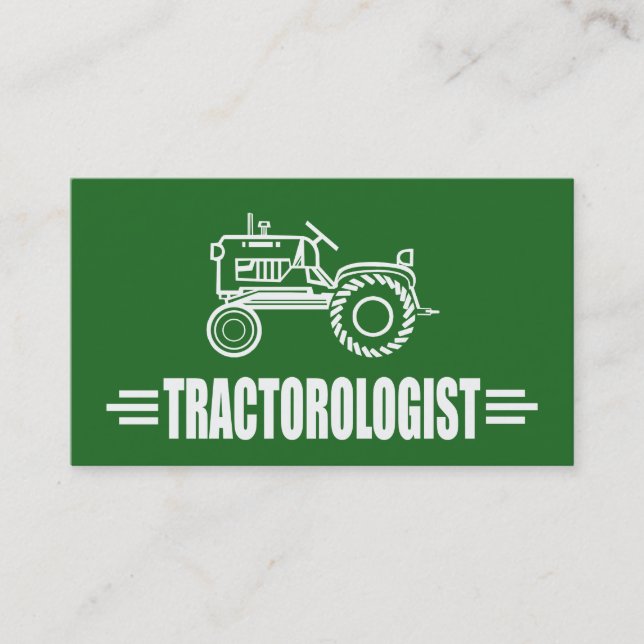 Carte De Visite Tractorologue humoristique de Tracteur vert amusan (Devant)