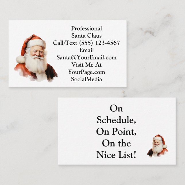 Carte De Visite Traditional Santa Claus Business Card (Devant / Derrière)