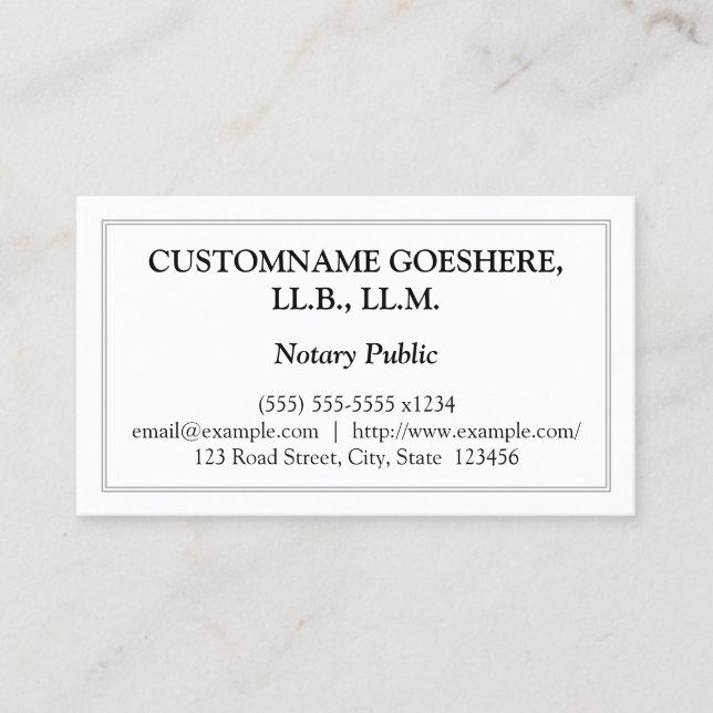 Carte de visite traditionnel de notaire (Devant)