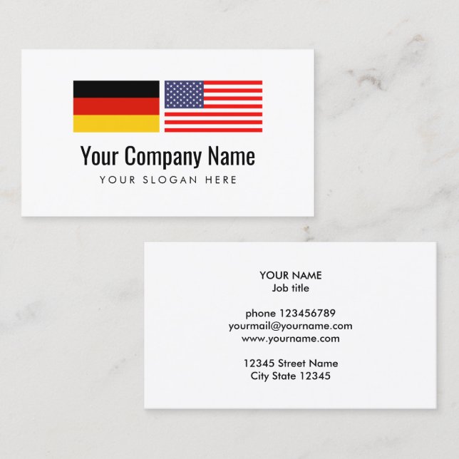 Carte De Visite Traducteur allemand de l'anglais des USA de (Devant / Derrière)