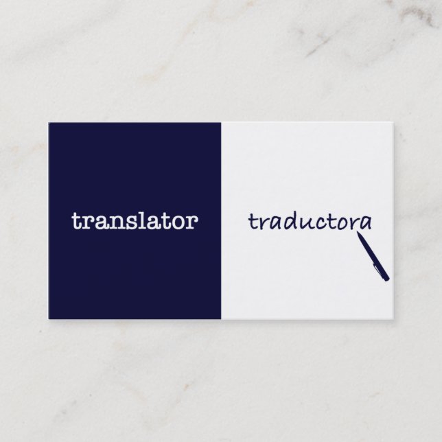 Carte De Visite Traducteur anglais - Espagnole féminine (Devant)