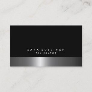 Carte De Visite Traducteur Bold Dark Chrome Silver Services