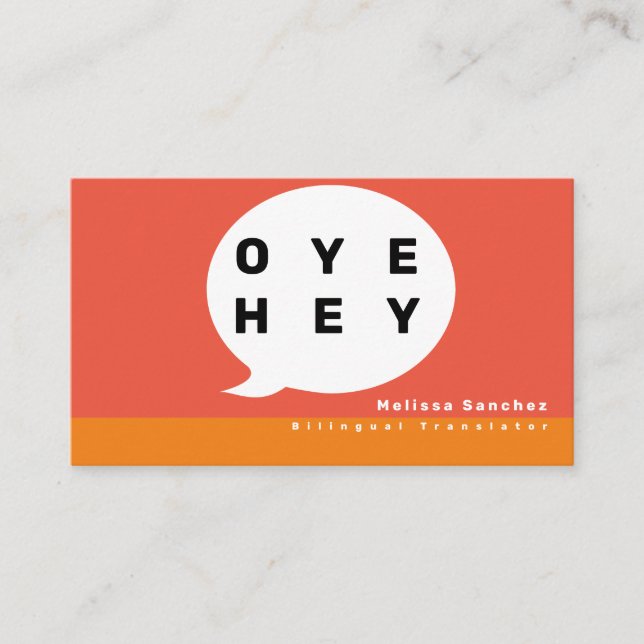 Carte De Visite Traducteur de discours Professeur de langue biling (Devant)