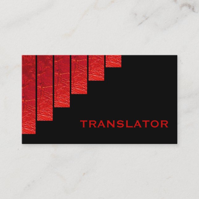 Carte De Visite Traducteur de rayures verticales rouge moderne, no (Devant)