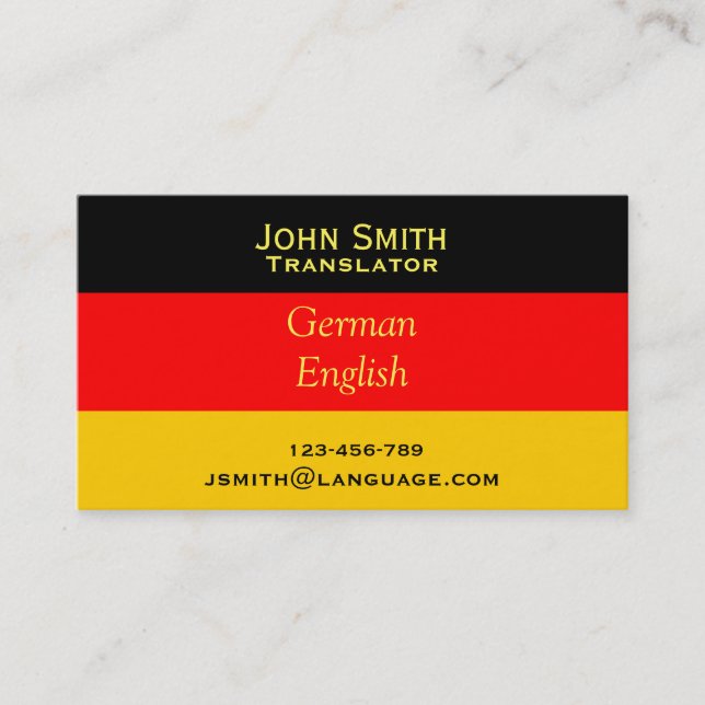 Carte De Visite Traducteur indépendant interprète allemand (Devant)