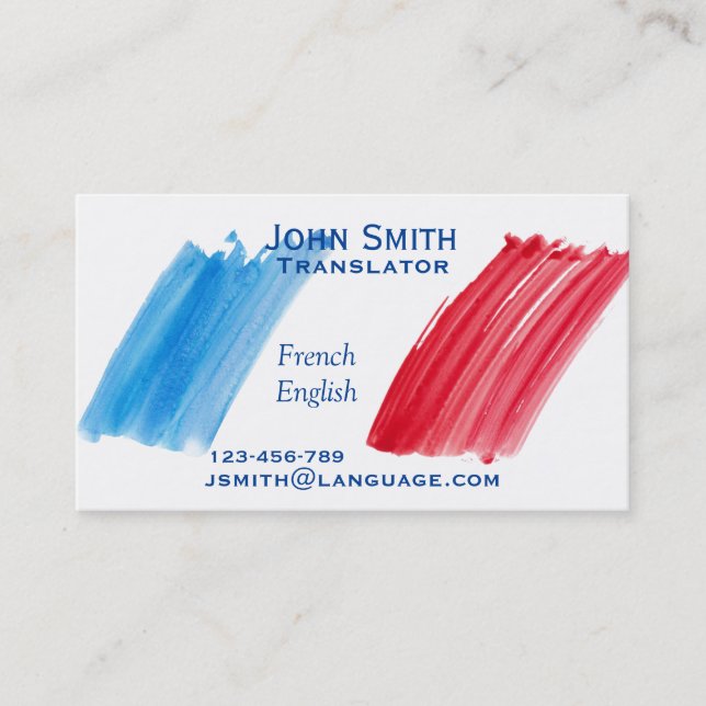 Carte De Visite Traducteur indépendant Interprète de langue frança (Devant)