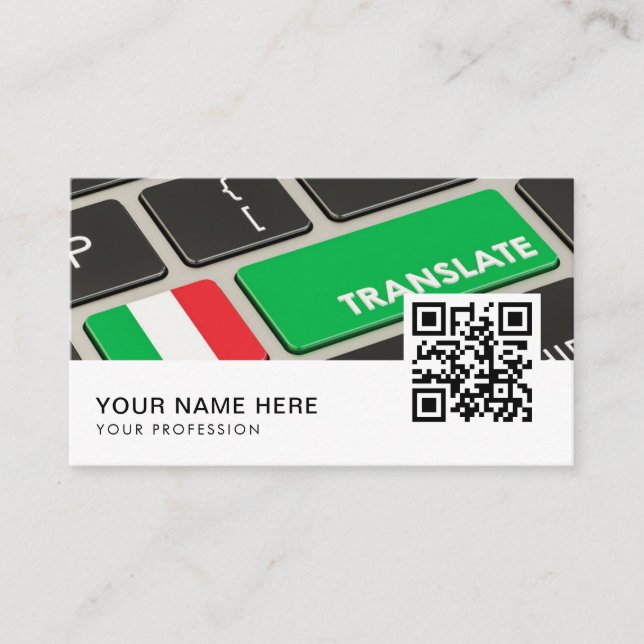 Carte De Visite Traducteur italien en anglais QR Code Business Car (Devant)