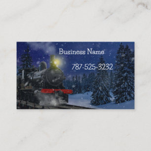 Carte De Visite Train de Noël dans la neige