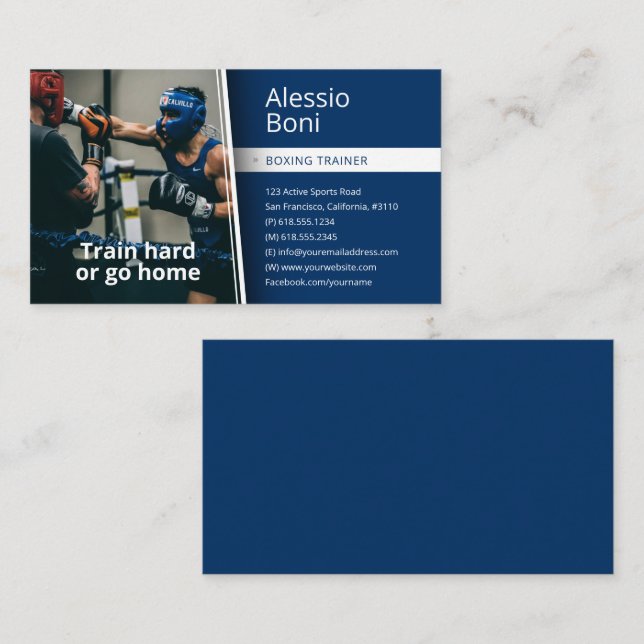 Carte De Visite Train dur | Formateur de boxe (Devant / Derrière)