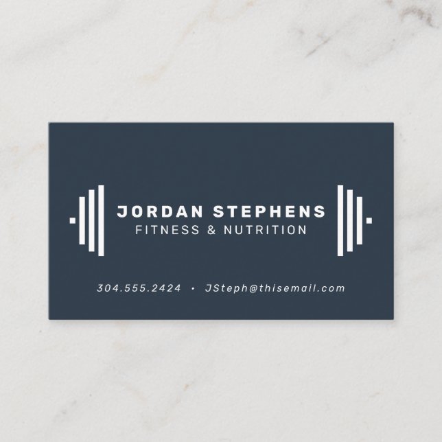 Carte De Visite Trainer de fitness moderne ardoise bleu (Devant)