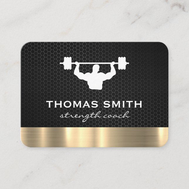 Carte De Visite Trainer personnel Métallic Gold Trim (Devant)