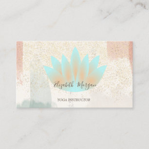 Carte De Visite Trait de pinceau aquarelle rustique, lotus, confet