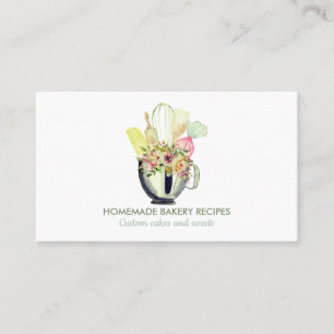 Carte De Visite Traiteur Chef Aquarelle Ustensiles de Cuisine Boul