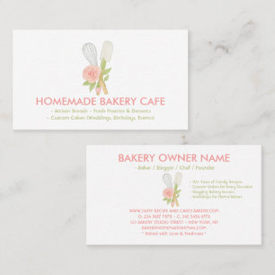 Carte De Visite Traiteur de pâtisserie florale rose Blush